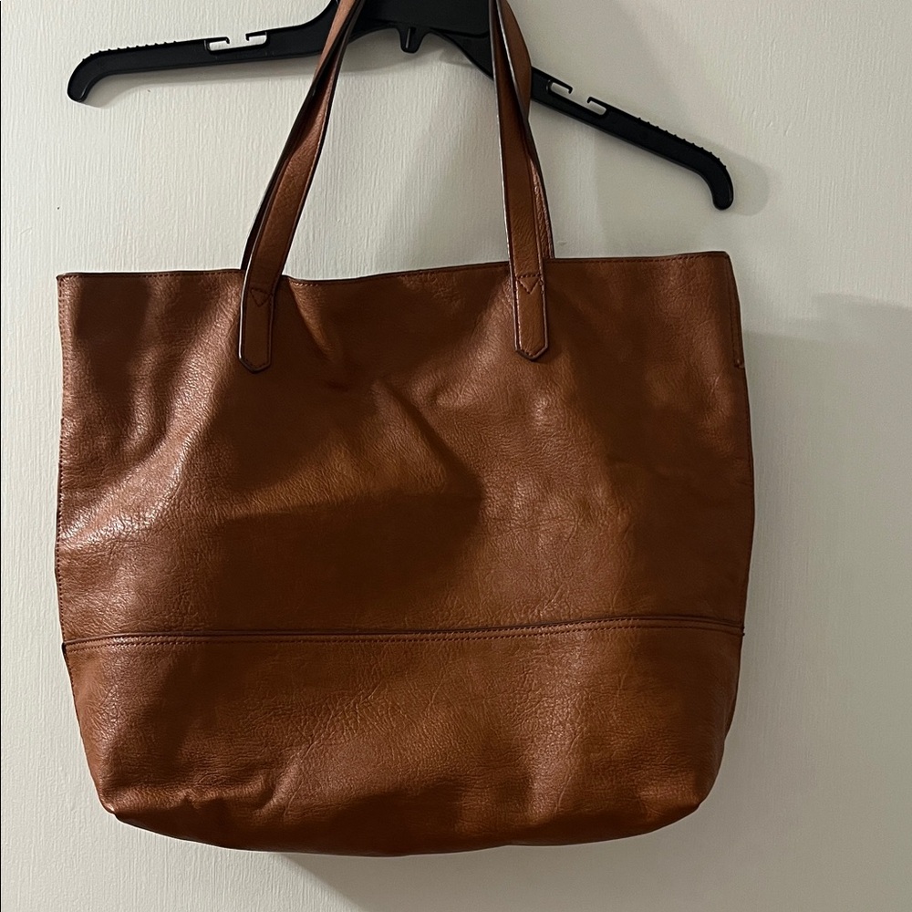 Classic Tan Vegan Leather Tote Bag